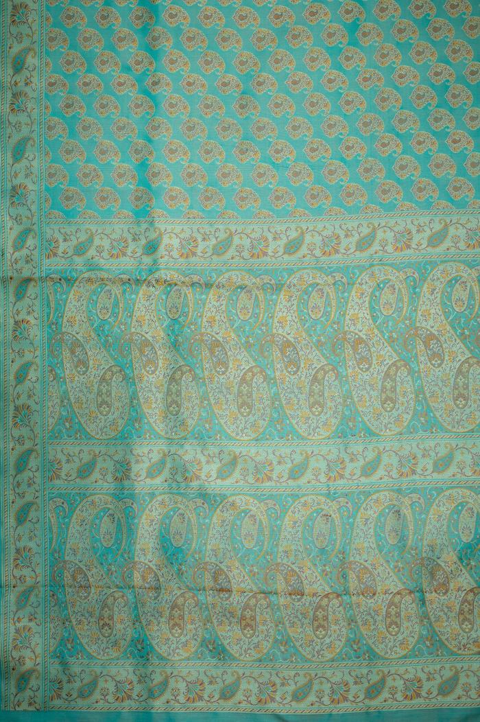 Pure Katan Tanchui Sea Green Banarasi Saree