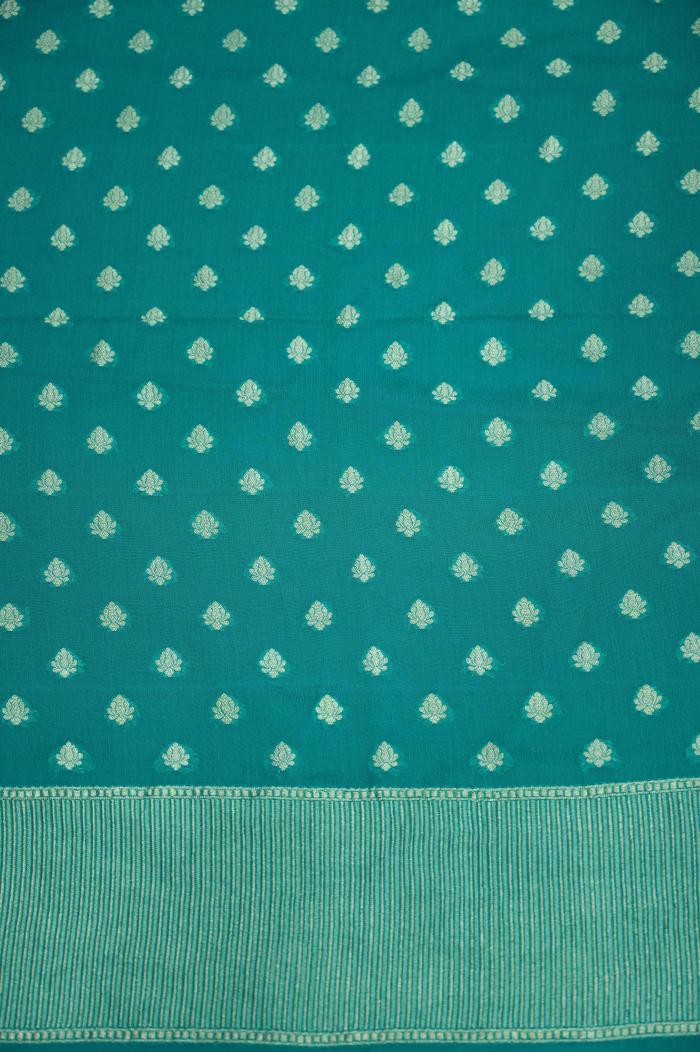 Rama Green Khaddi Georgette Banarasi 3 Pc Suit
