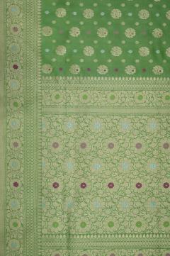 Pure Banarasi Katan Silk Pista green Saree