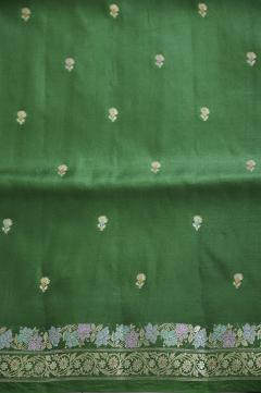 Bottle Green Katan Silk Banarasi Saree