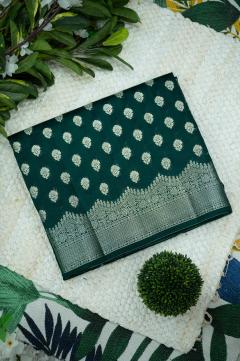 Pure Banarasi Chynia Golden Zari Navy Blue Saree