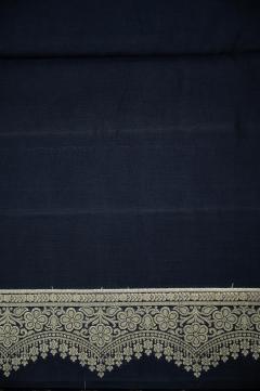 Pure Banarasi Chynia Golden Zari Navy Blue Saree