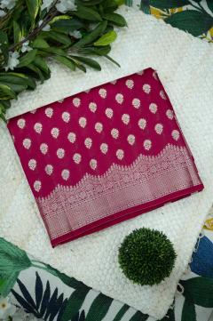 Pure Banarasi Chynia Golden Zari Navy Blue Saree