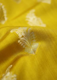 Pure Banarasi Mustard Yellow Chiniya Silk Saree