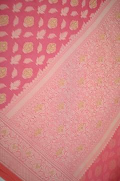 Supernet Blush Pink Banarasi Saree
