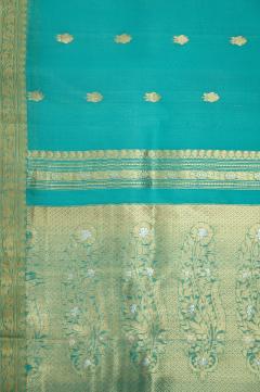 Pure Banarasi Kora Handloom Aqua Green Saree