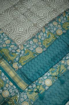 Banarasi Chanderi Cotton Forest Green Suit