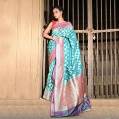 Banarasi Katan Cutwork Contrast Silk Saree
