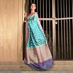 Banarasi Katan Cutwork Contrast Silk Saree