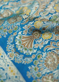 Pure Banarasi Turquoise Meenakari Silk Saree