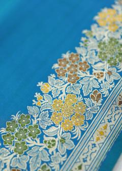 Pure Banarasi Turquoise Meenakari Silk Saree