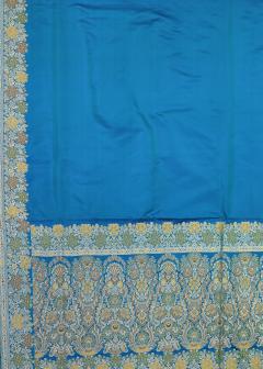 Pure Banarasi Turquoise Meenakari Silk Saree